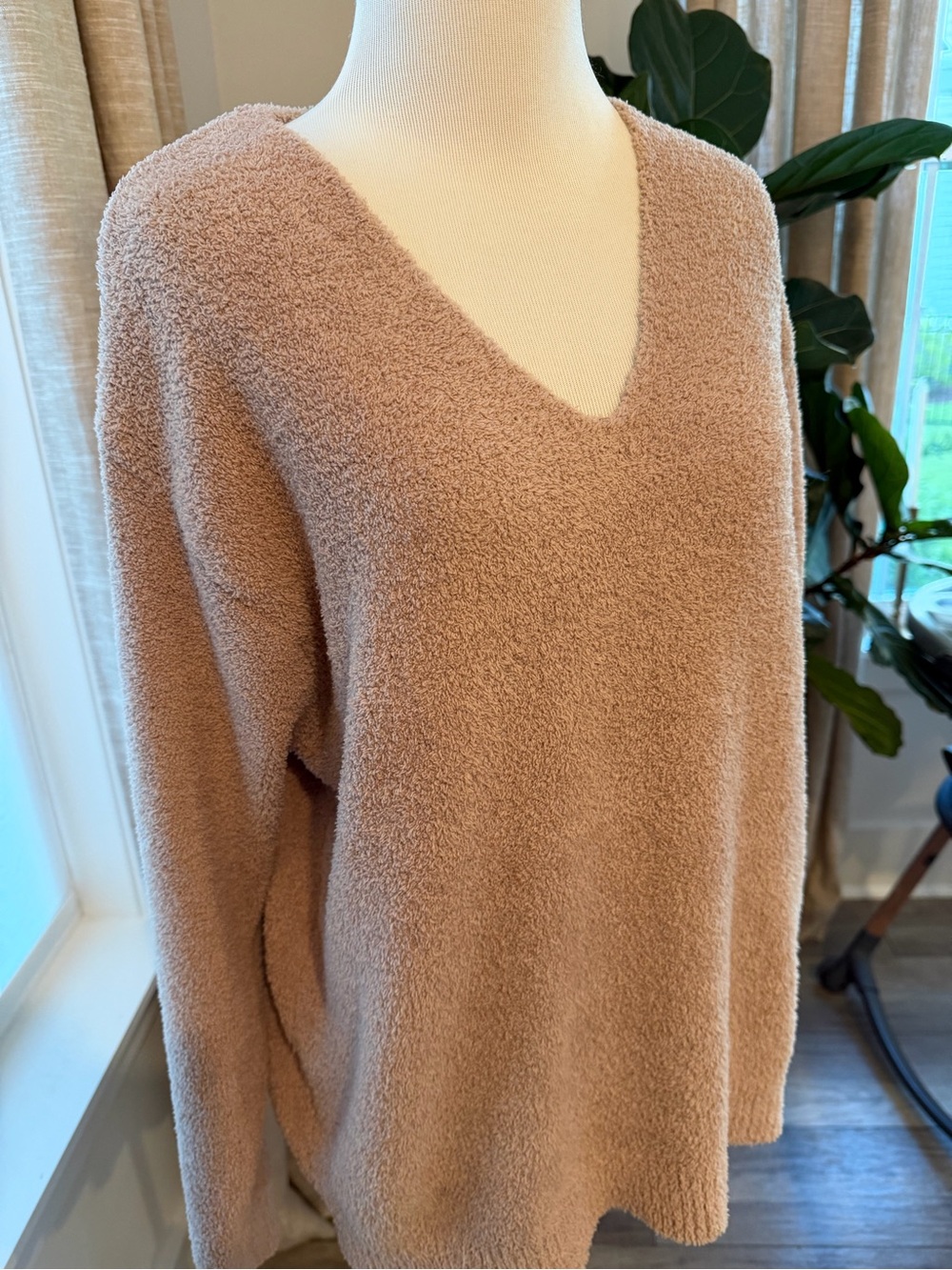 Softies V-Neck Plush Lounge Set in Coco